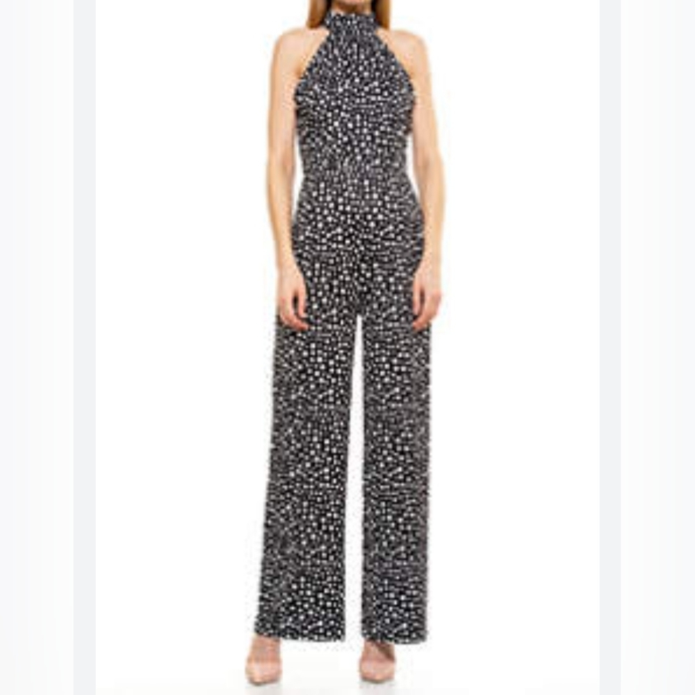 Alexia Admor black & white Polkadot Jumpsuit size 14 NWT! 0070